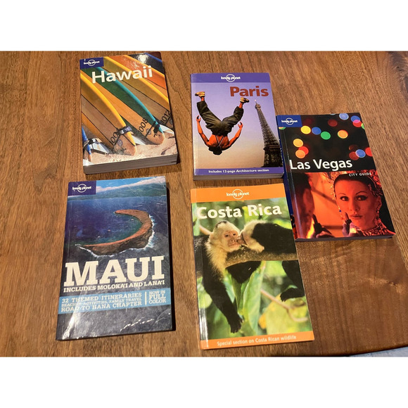 Lonely Planet Books Lot of 5 Maui, Paris, Las Vegas, Costa Rica, Hawaii Travel - Picture 1 of 9